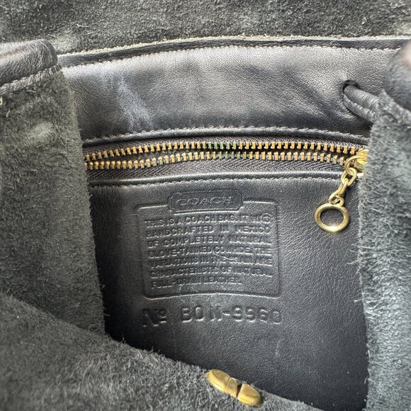 COACH Black Leather Turn Lock Drawstring Daypack Backpack Style 9960 Vintage 90s - Picture 12 of 12